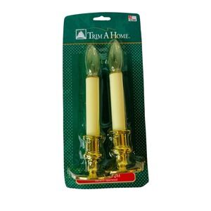 Trim‎ A Home Battery Operated LED Window Candle Lights Gold Base Set of 2 New